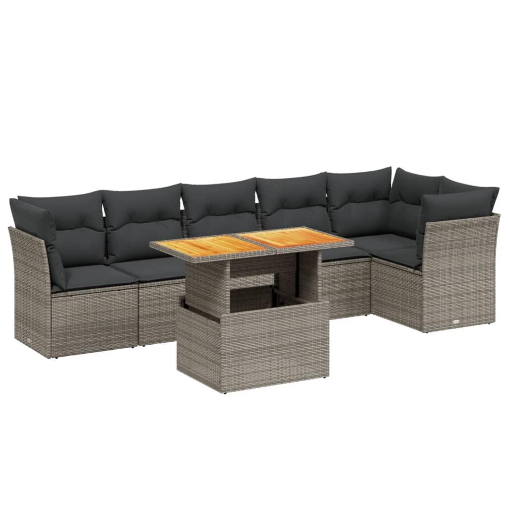 7-dijelni set vrtnih sofa sivi od poliratana
