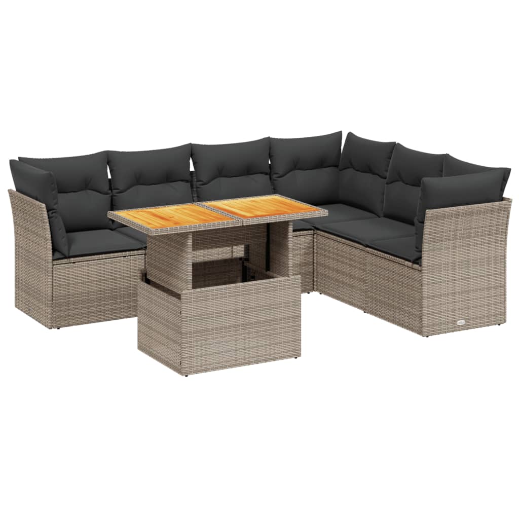 7-dijelni set vrtnih sofa sivi od poliratana