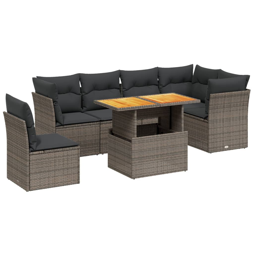 7-dijelni set vrtnih sofa sivi od poliratana