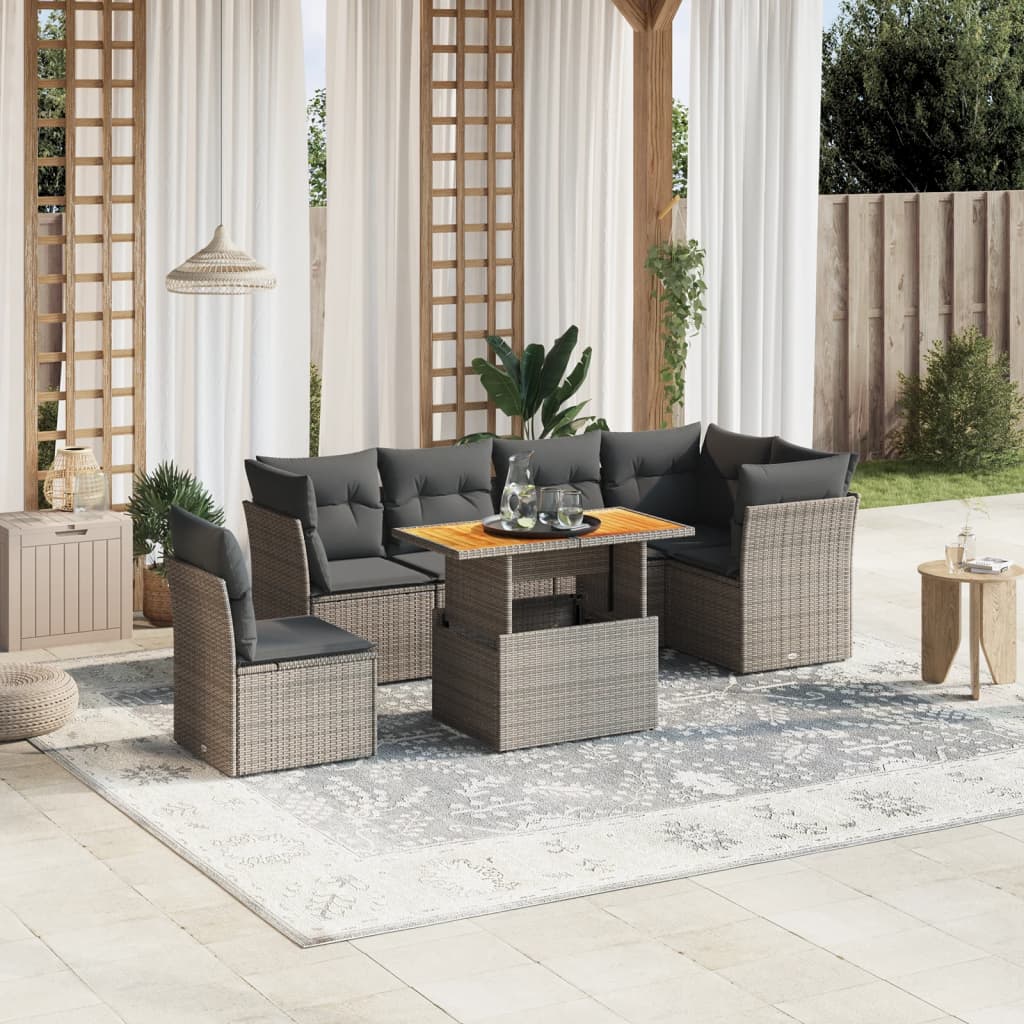 7-dijelni set vrtnih sofa sivi od poliratana