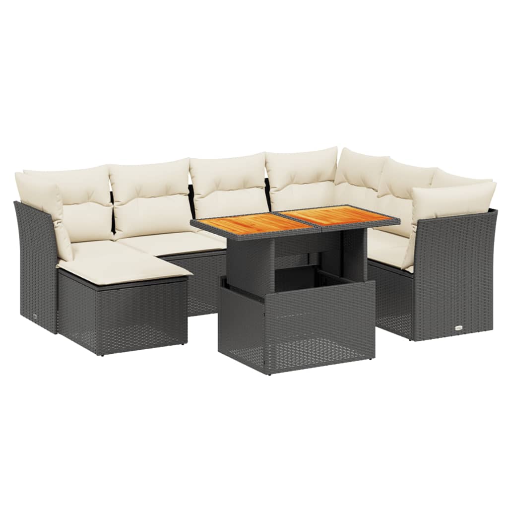 8-dijelni set vrtnih sofa od poliratana s jastucima crni