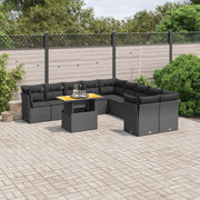 11-dijelni set vrtnih sofa od poliratana s jastucima crni Crna 100 x 55 x 73 cm