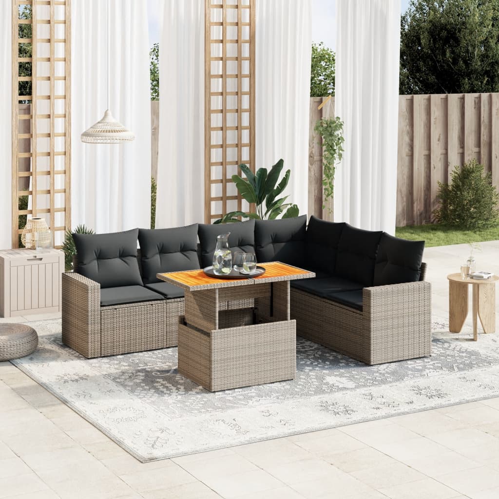 7-dijelni set vrtnih sofa sivi od poliratana