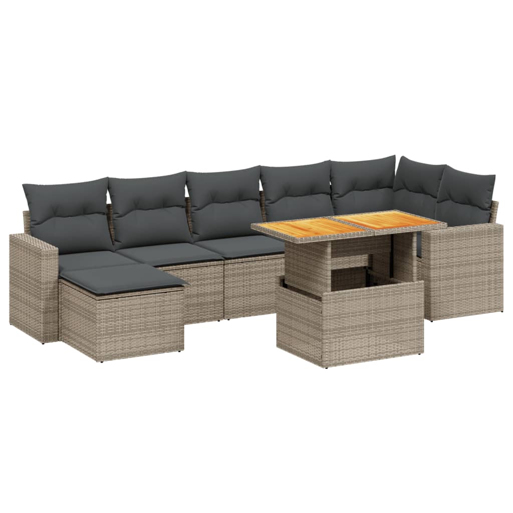 8-dijelni set vrtnih sofa od poliratana s jastucima sivi