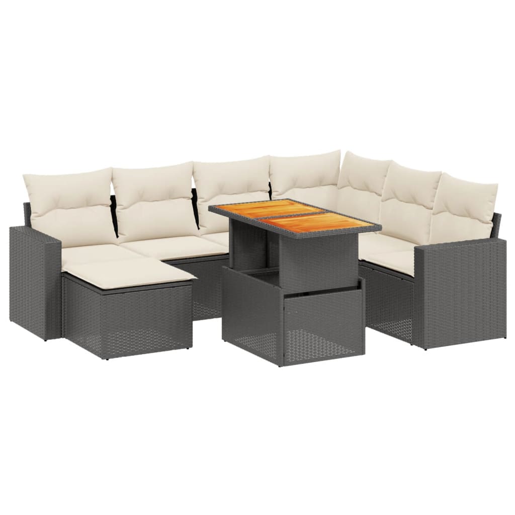 8-dijelni set vrtnih sofa od poliratana s jastucima crni