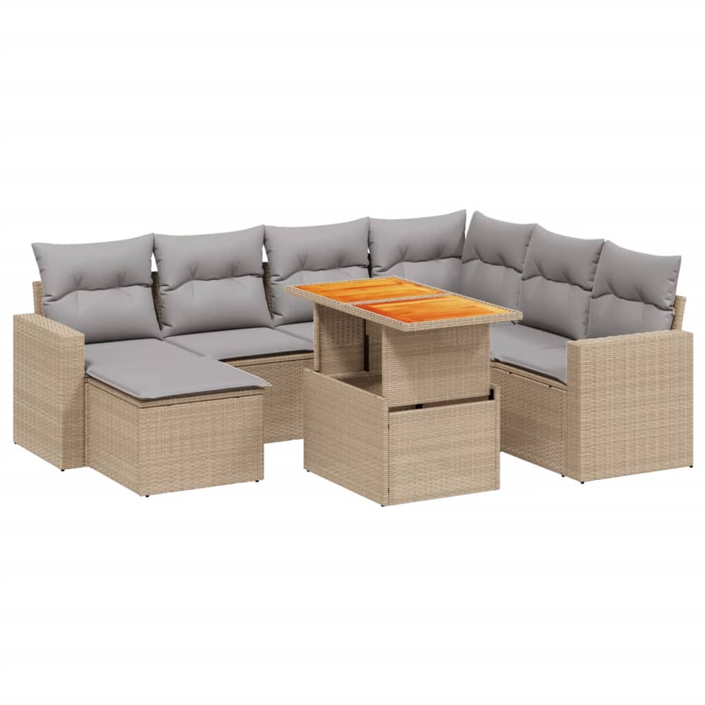 8-dijelni set vrtnih sofa od poliratana s jastucima bež