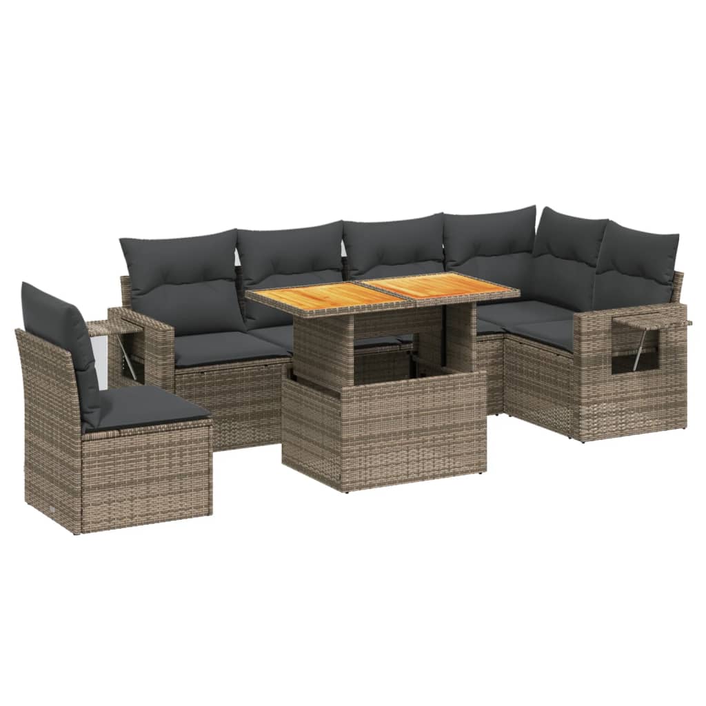 7-dijelni set vrtnih sofa sivi od poliratana