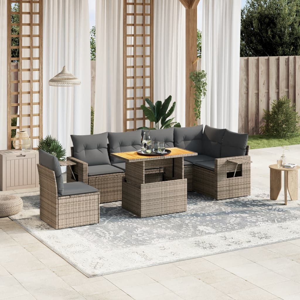 7-dijelni set vrtnih sofa sivi od poliratana