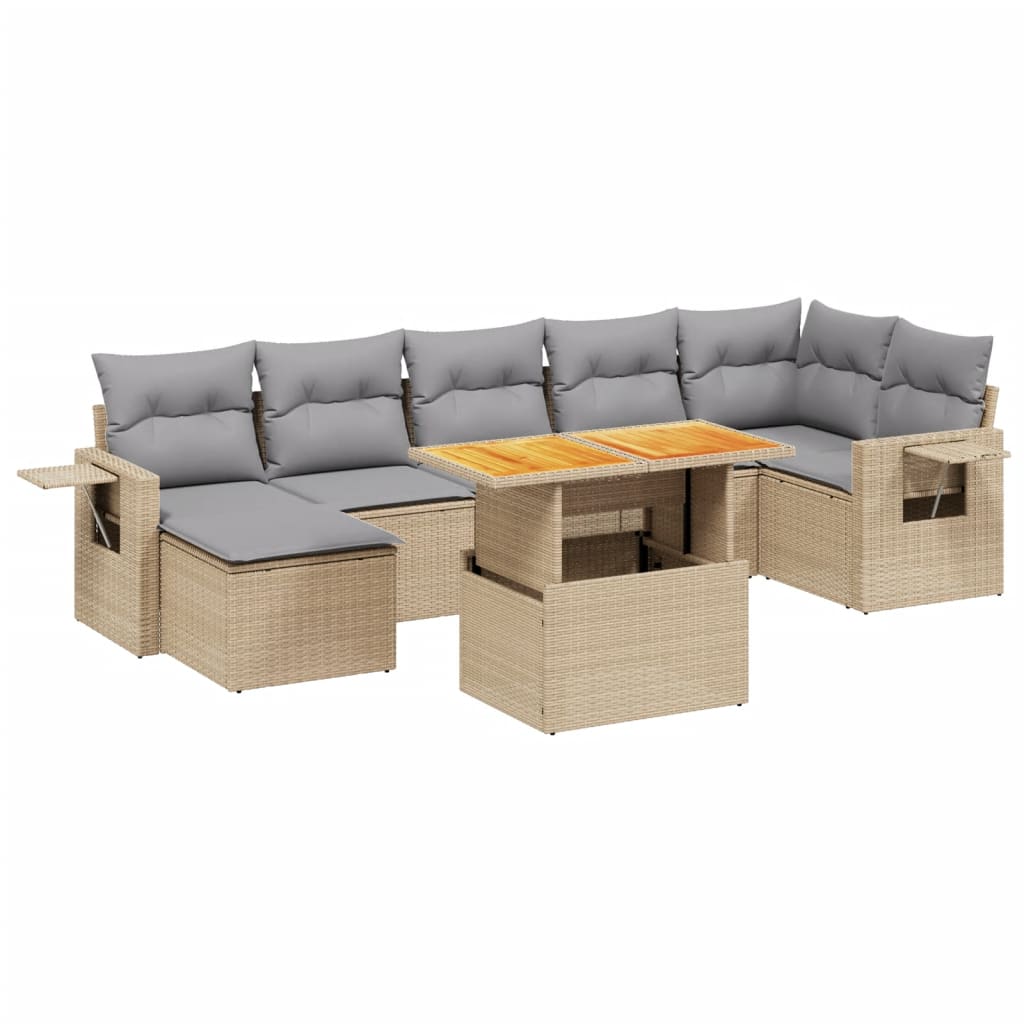 8-dijelni set vrtnih sofa od poliratana s jastucima bež
