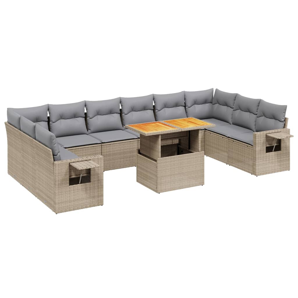 11-dijelni set vrtnih sofa od poliratana s jastucima bež
