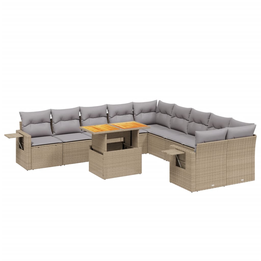11-dijelni set vrtnih sofa od poliratana s jastucima bež