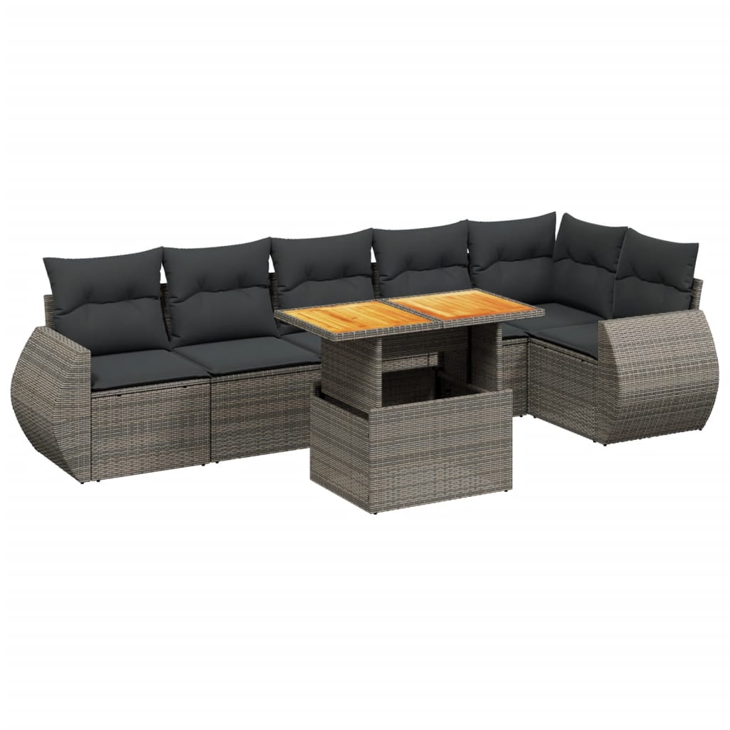 7-dijelni set vrtnih sofa sivi od poliratana