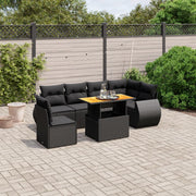 7-dijelni set vrtnih sofa od poliratana s jastucima crni Crna 100 x 55 x 73 cm
