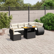 7-dijelni set vrtnih sofa od poliratana s jastucima crni Crna 100 x 55 x 73 cm