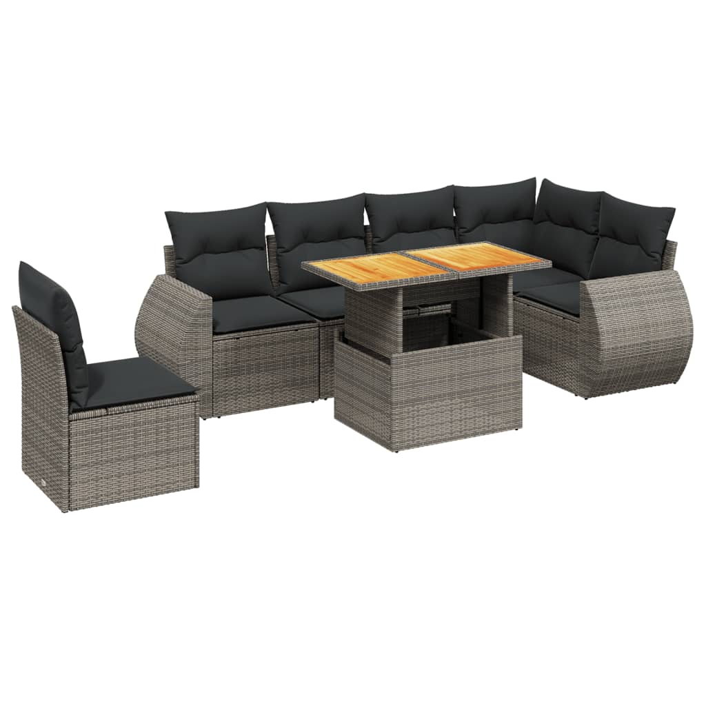 7-dijelni set vrtnih sofa sivi od poliratana