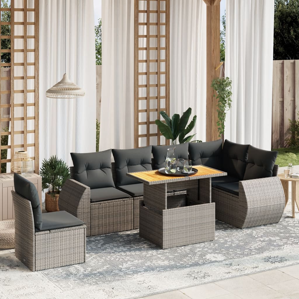 7-dijelni set vrtnih sofa sivi od poliratana