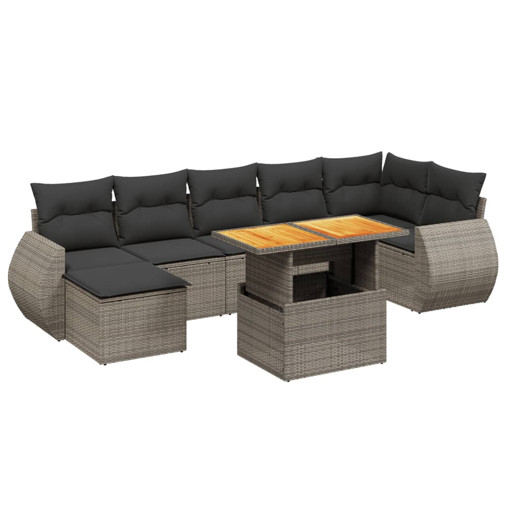 8-dijelni set vrtnih sofa od poliratana s jastucima sivi