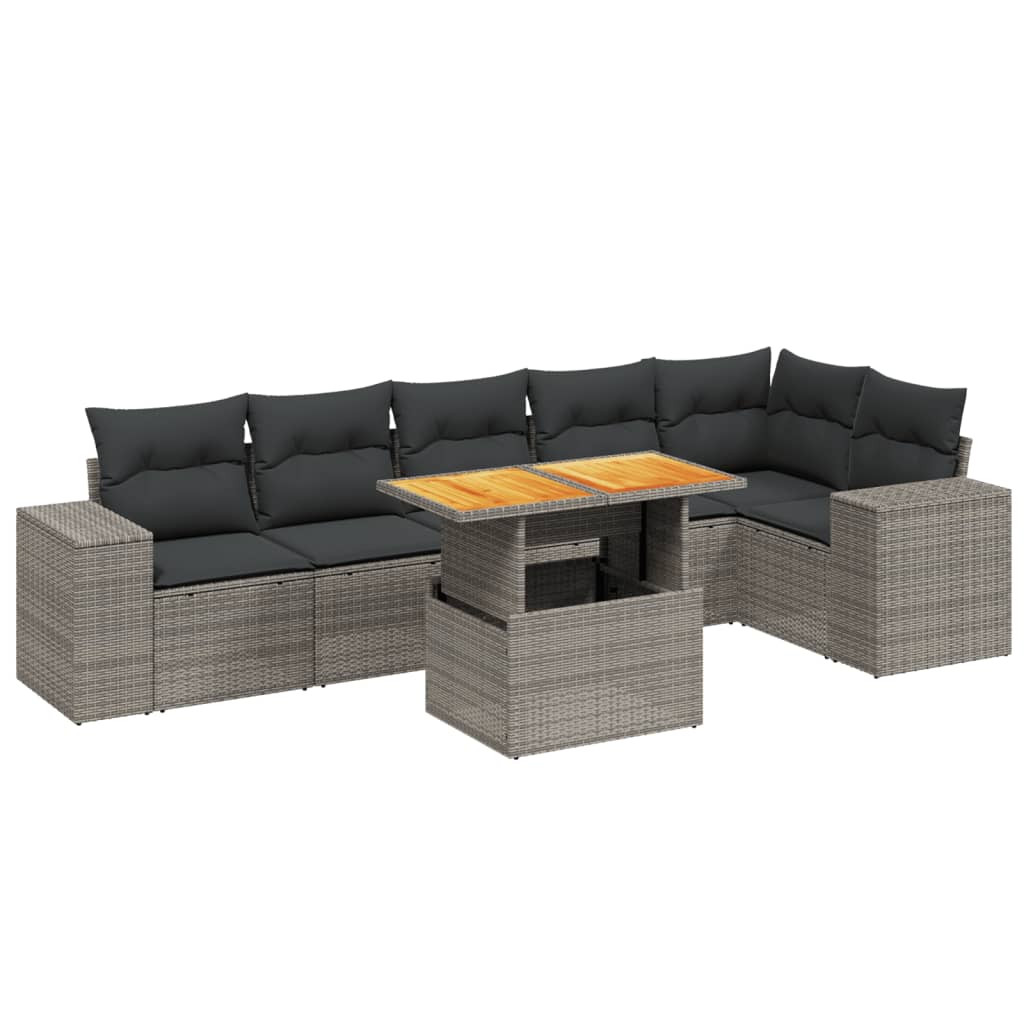 7-dijelni set vrtnih sofa sivi od poliratana
