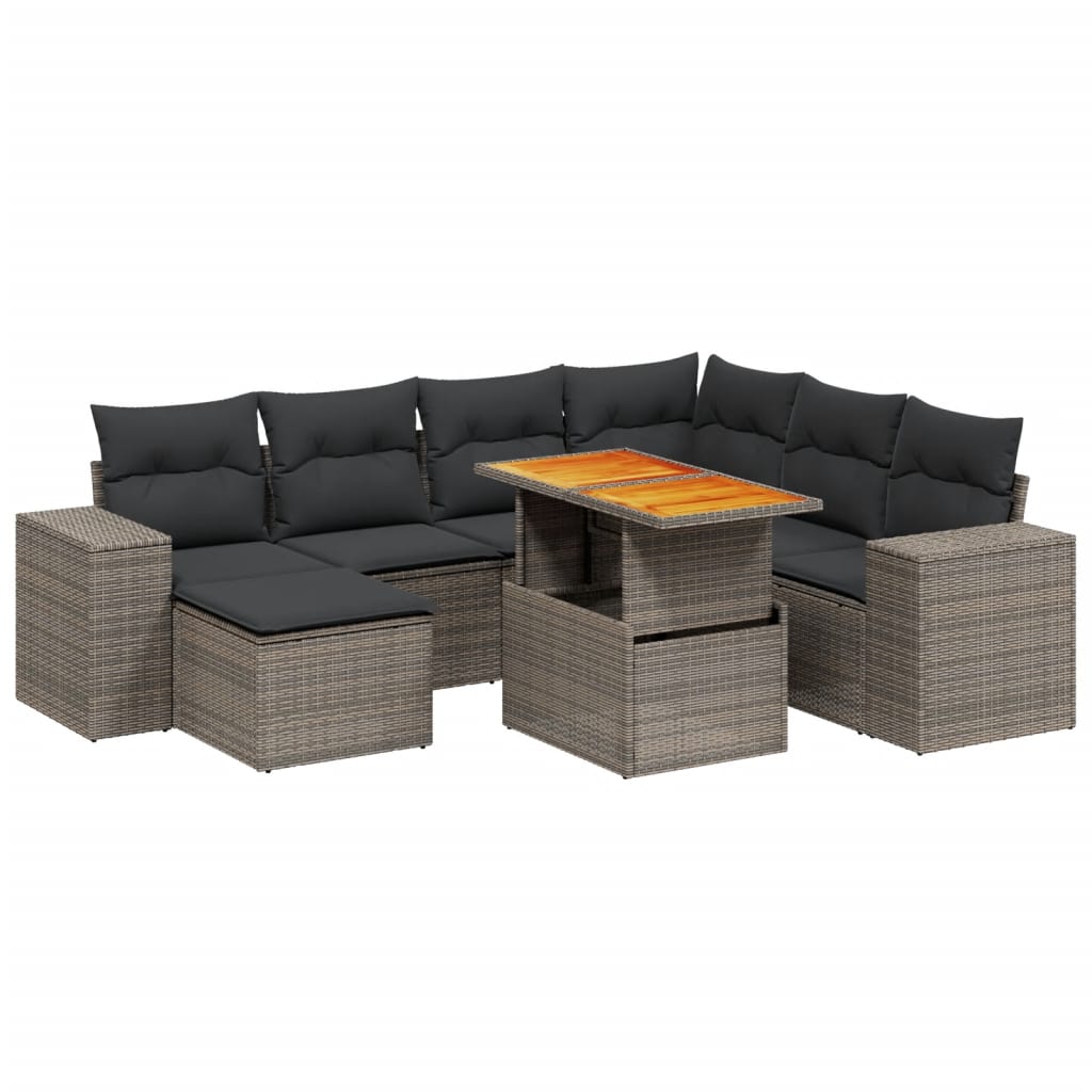 8-dijelni set vrtnih sofa od poliratana s jastucima sivi