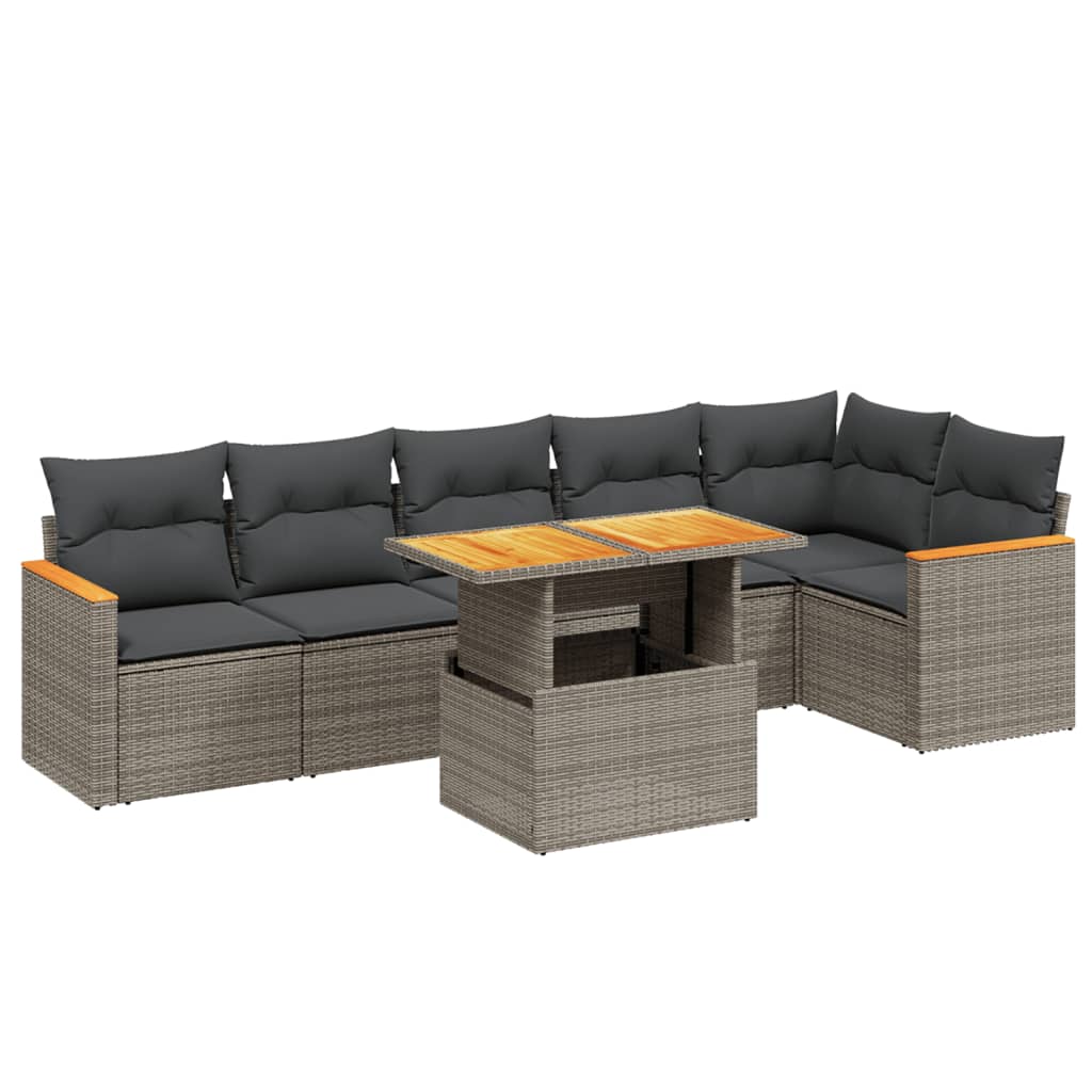 7-dijelni set vrtnih sofa sivi od poliratana
