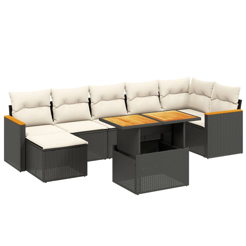 8-dijelni set vrtnih sofa od poliratana s jastucima crni