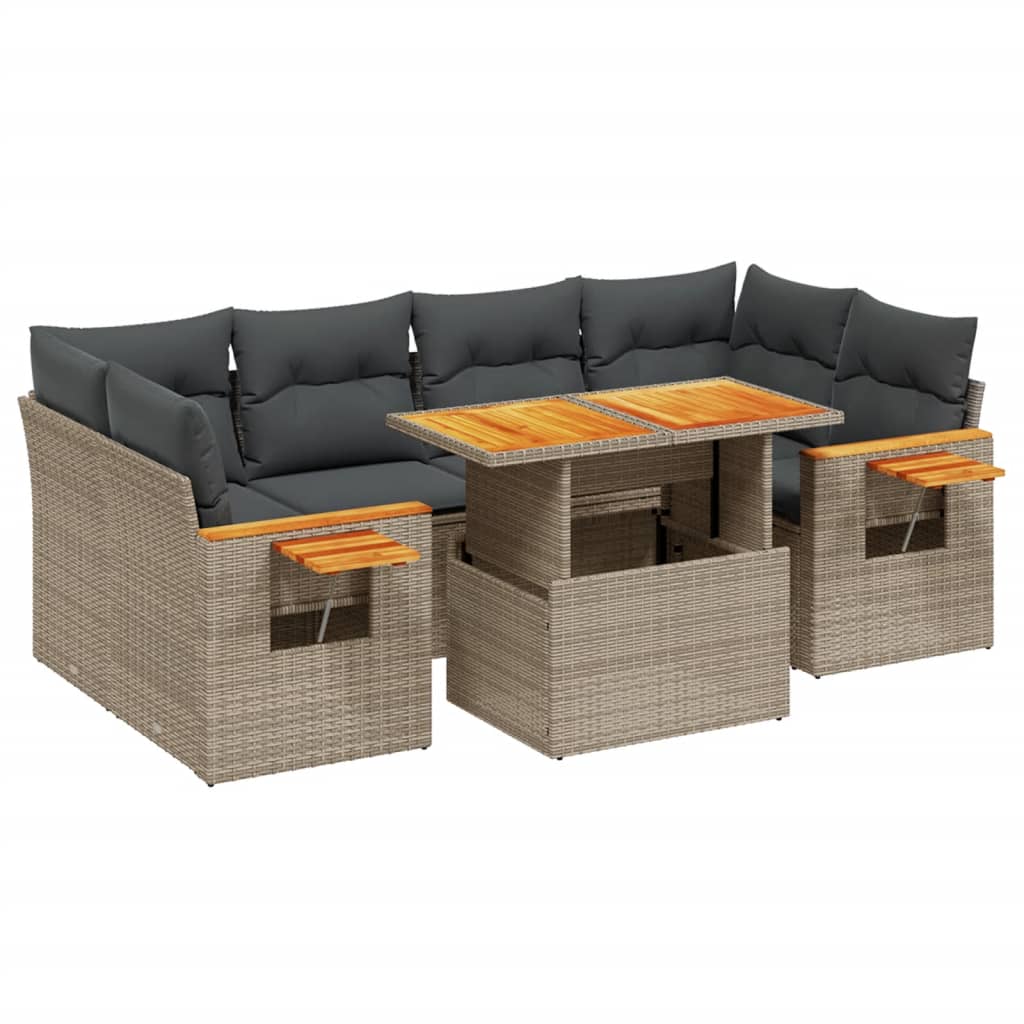 7-dijelni set vrtnih sofa sivi od poliratana