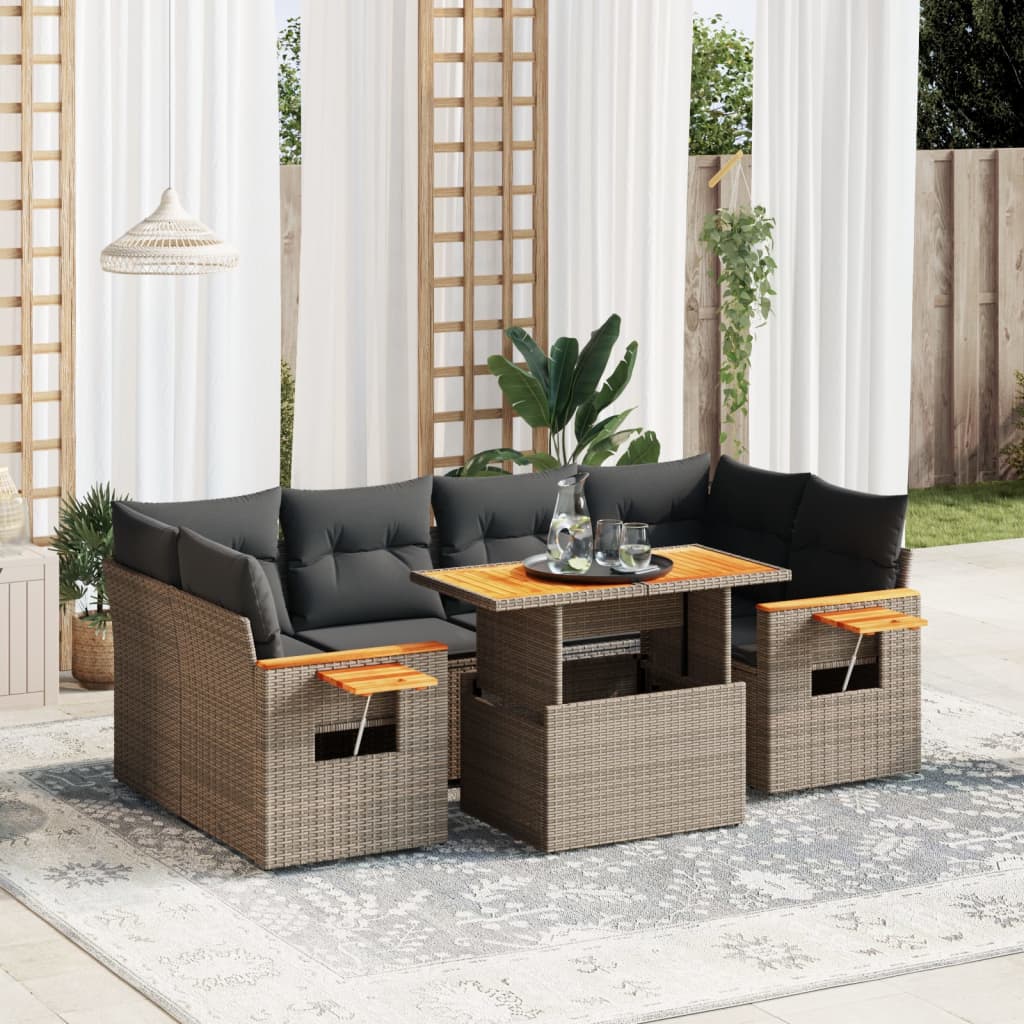 7-dijelni set vrtnih sofa sivi od poliratana