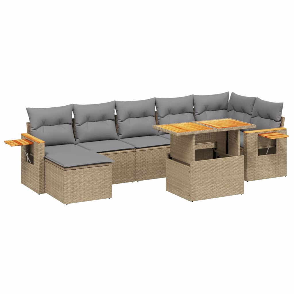 8-dijelni set vrtnih sofa od poliratana s jastucima bež