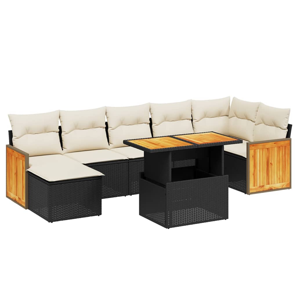 8-dijelni set vrtnih sofa od poliratana s jastucima crni