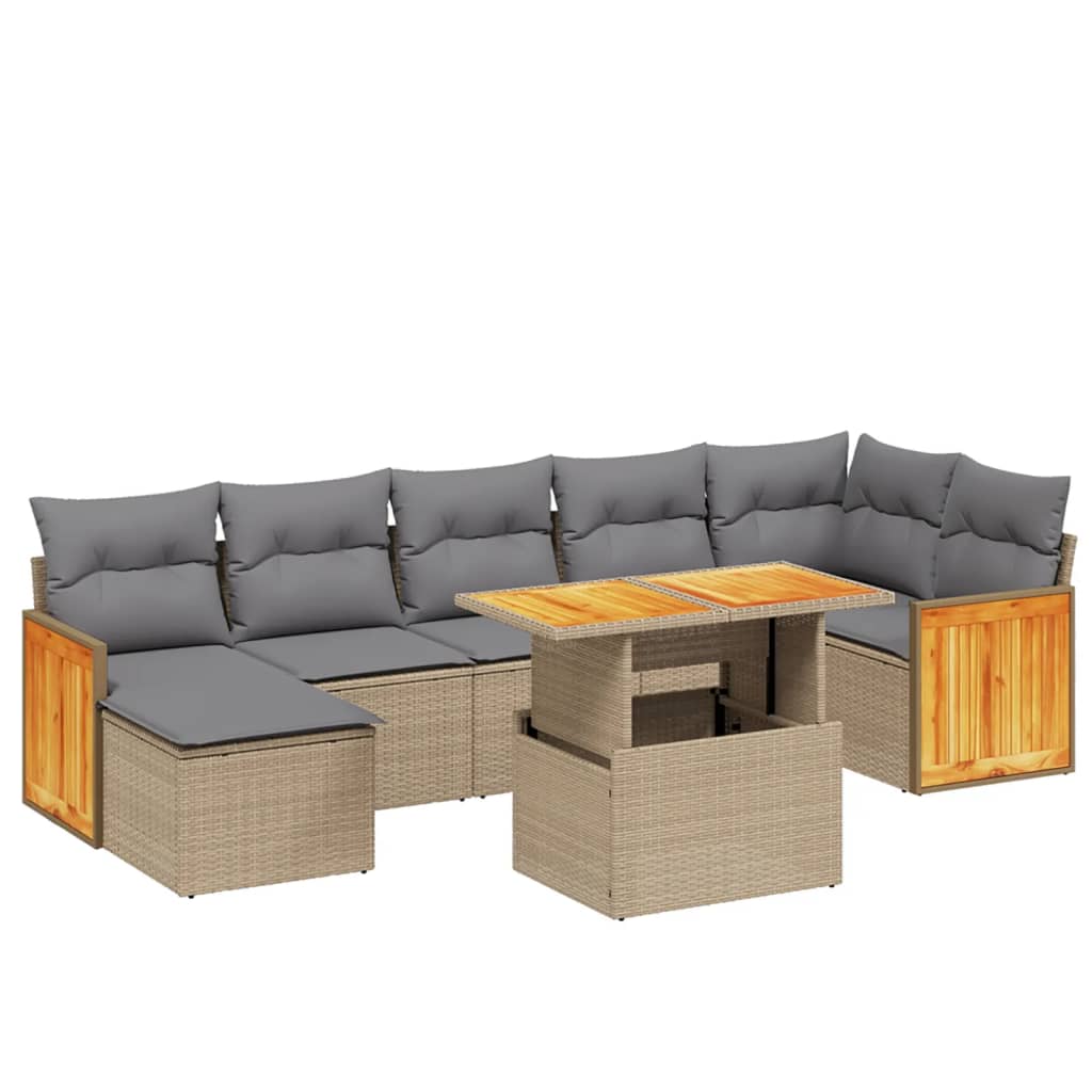 8-dijelni set vrtnih sofa od poliratana s jastucima bež
