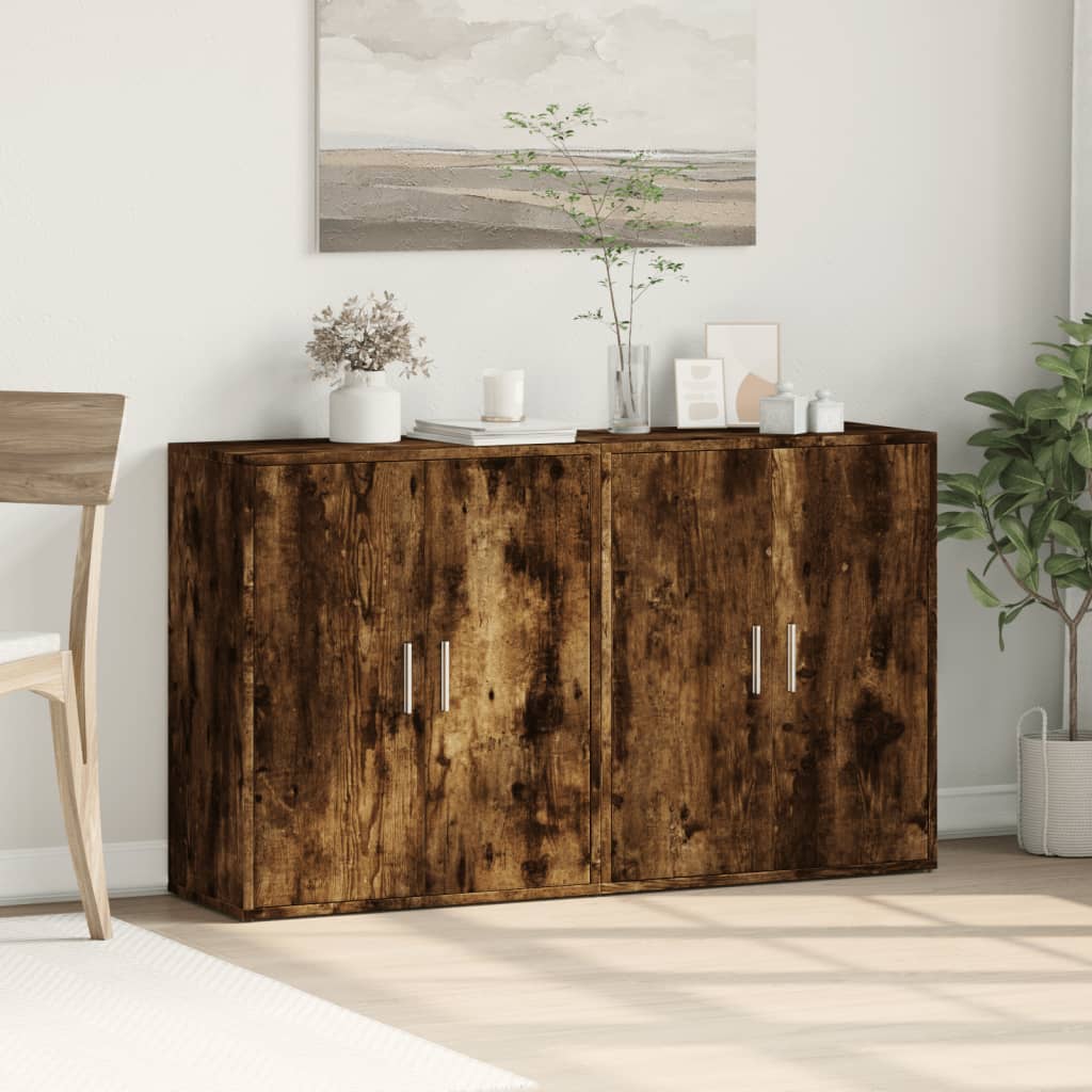 Komoda 2 kom dimljeni hrast 60x31x70 cm od konstruiranog drva