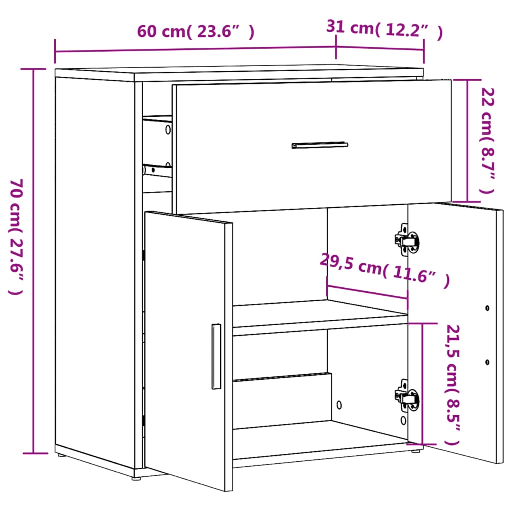Komoda 2 kom sonoma hrast 60 x 31 x 70 cm od konstruiranog drva