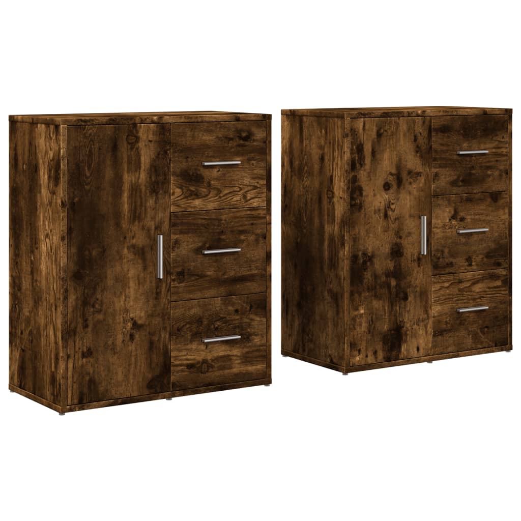 Komoda 2 kom dimljeni hrast 60x31x70 cm od konstruiranog drva