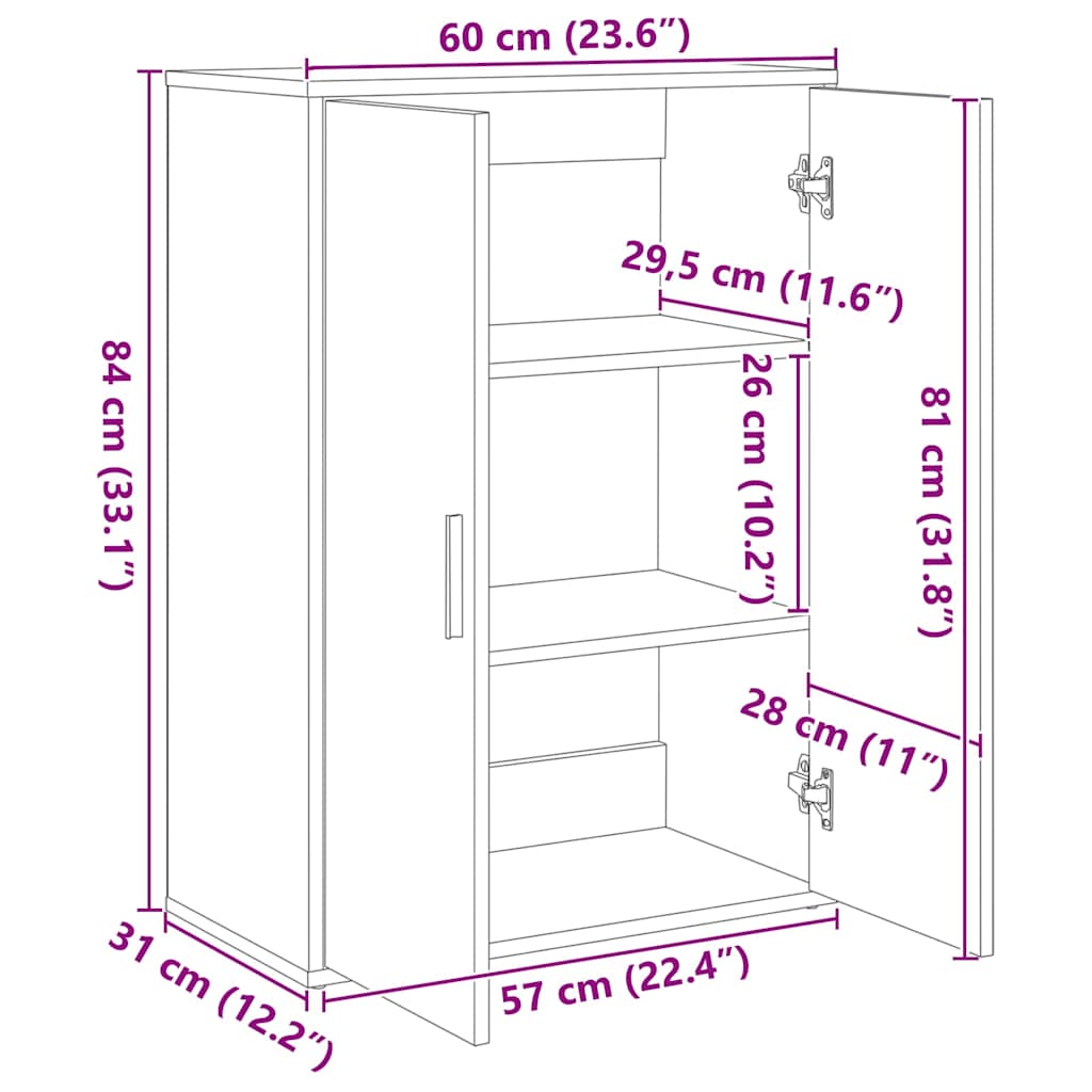 Komoda 2 kom boja hrasta sonome 60x31x84 cm konstruiranog drva