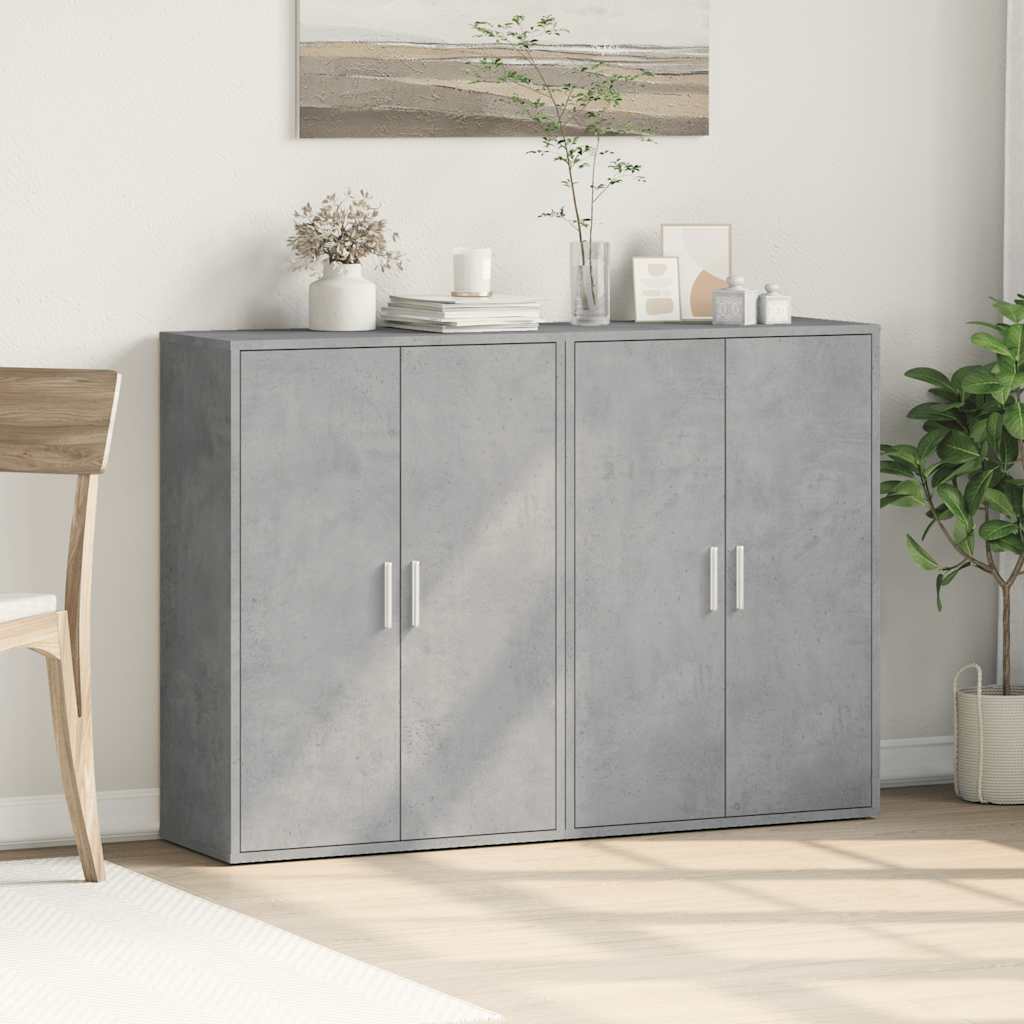 Komoda 2 kom siva boja betona 60x31x84 cm konstruiranog drva