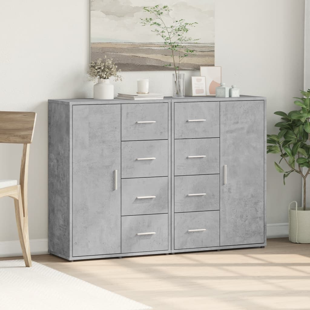 Komoda 2 kom siva boja betona 60x31x84 cm od konstruiranog drva