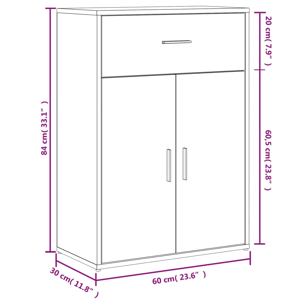 Komoda 2 kom boja hrasta sonome 60x30x84 cm konstruiranog drva