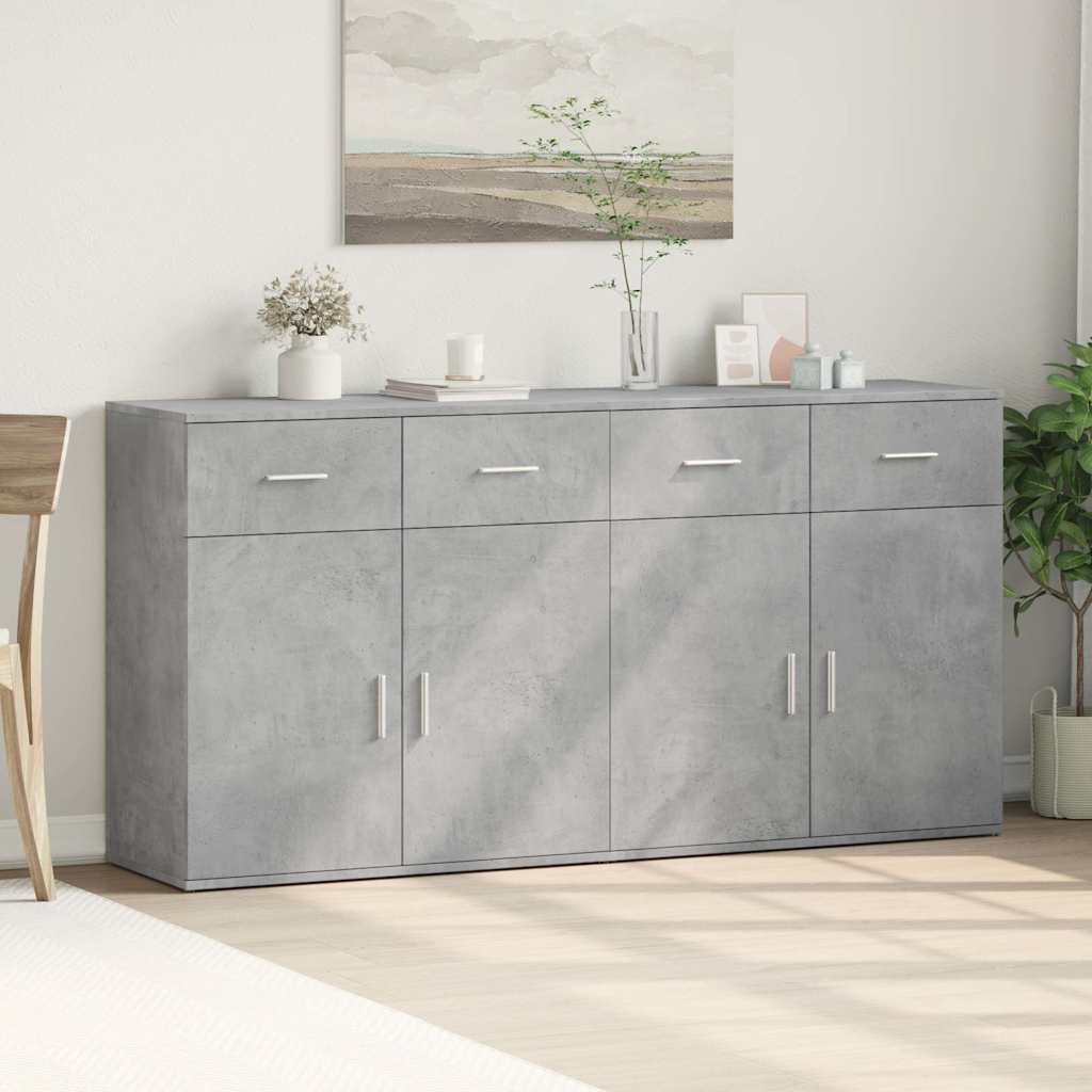 Komoda 2 kom siva boja betona 79x38x80 cm od konstruiranog drva