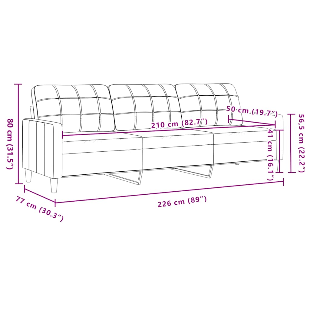 Trosjed od tkanine smeđesivi 210 cm