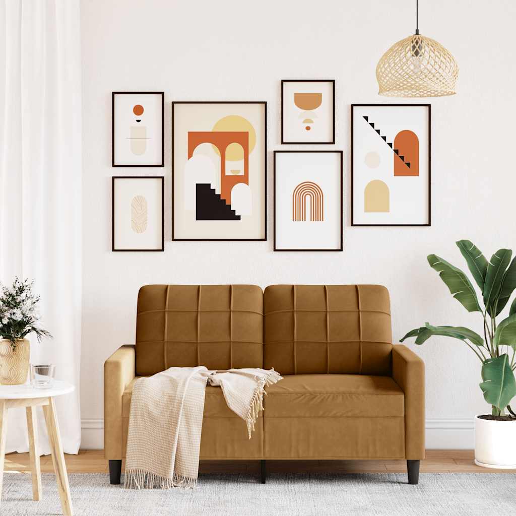 Dvosjed smeđi 120 cm baršunasti