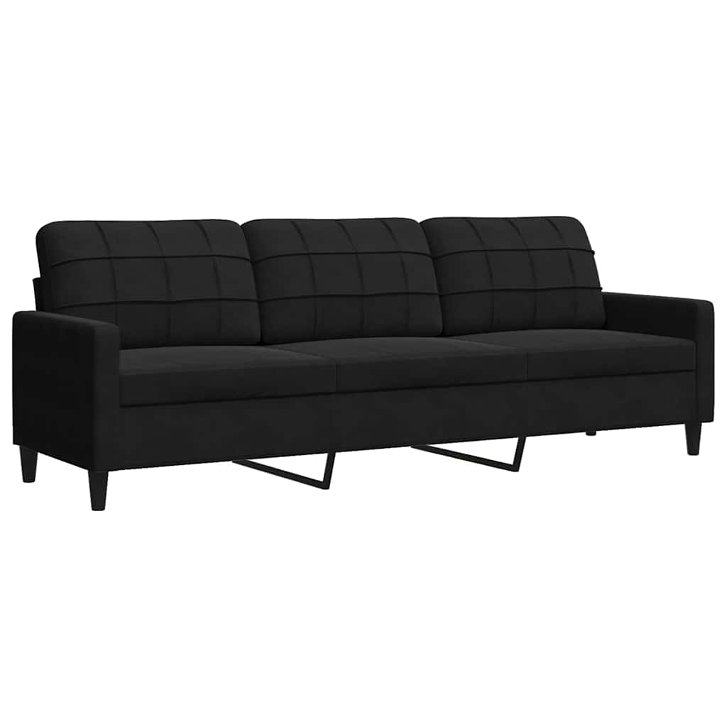 Trosjed crni 210 cm baršunasti