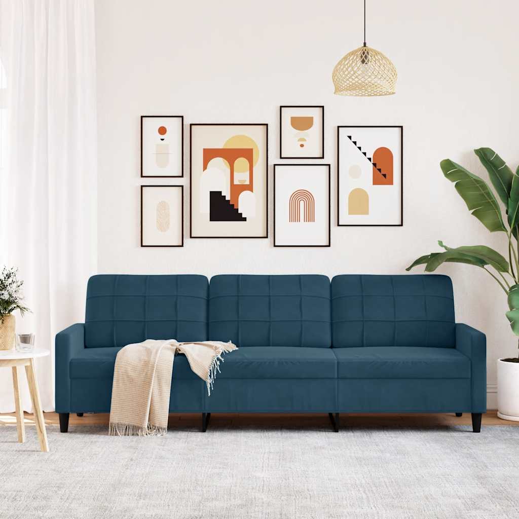Trosjed od tkanine Plava 210 cm baršunasti