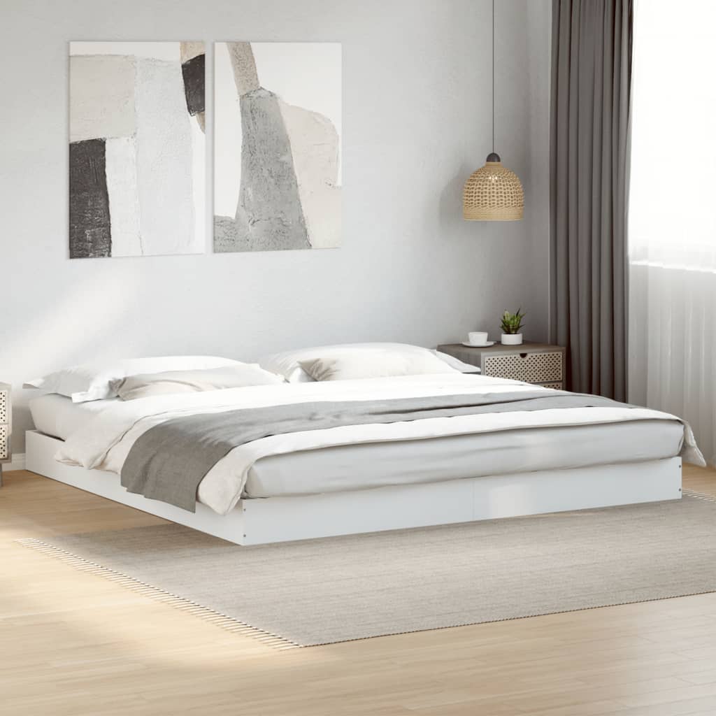 Okvir za krevet bijeli 200 x 200 cm od konstruiranog drva