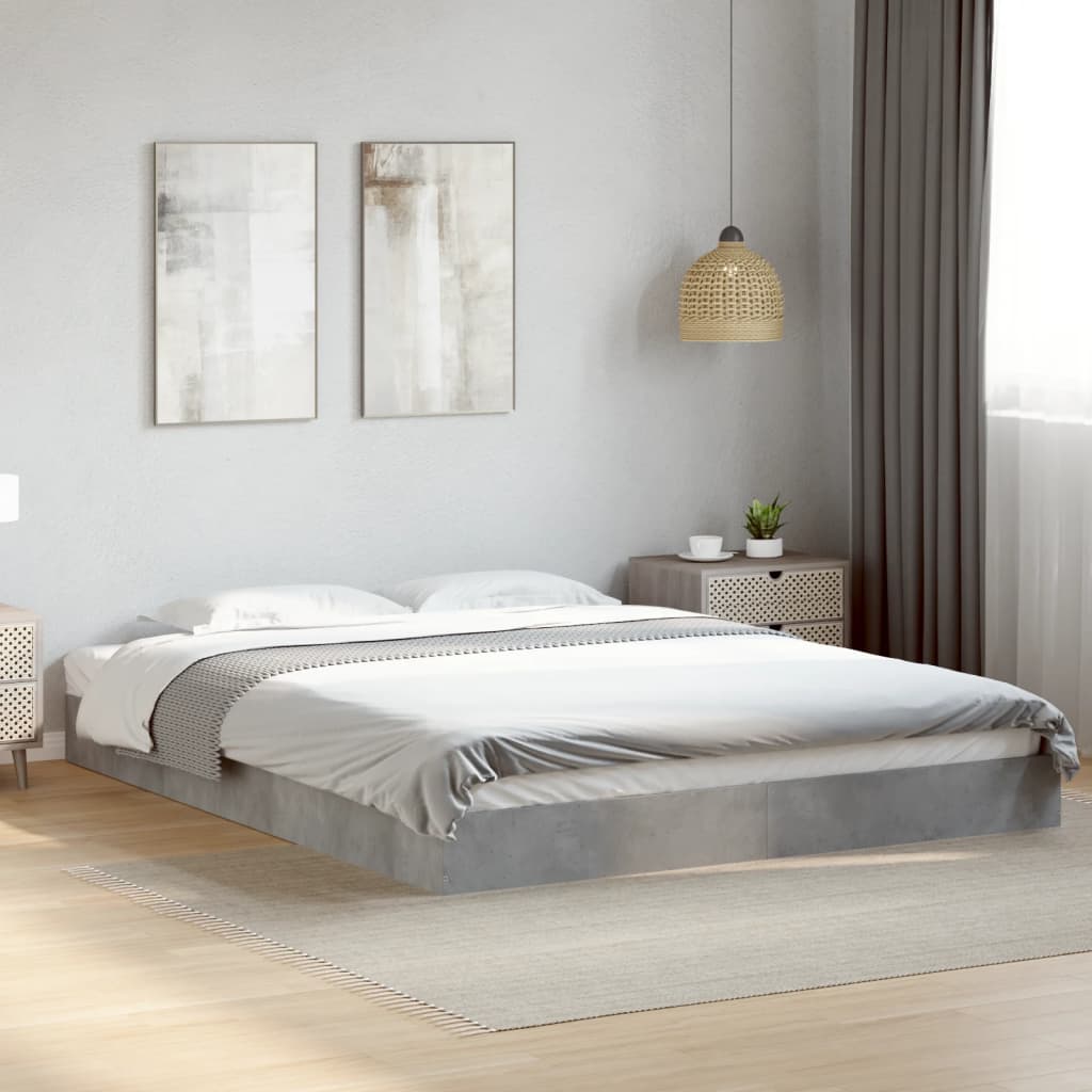 Okvir kreveta siva boja betona 160x200 cm od konstruiranog drva