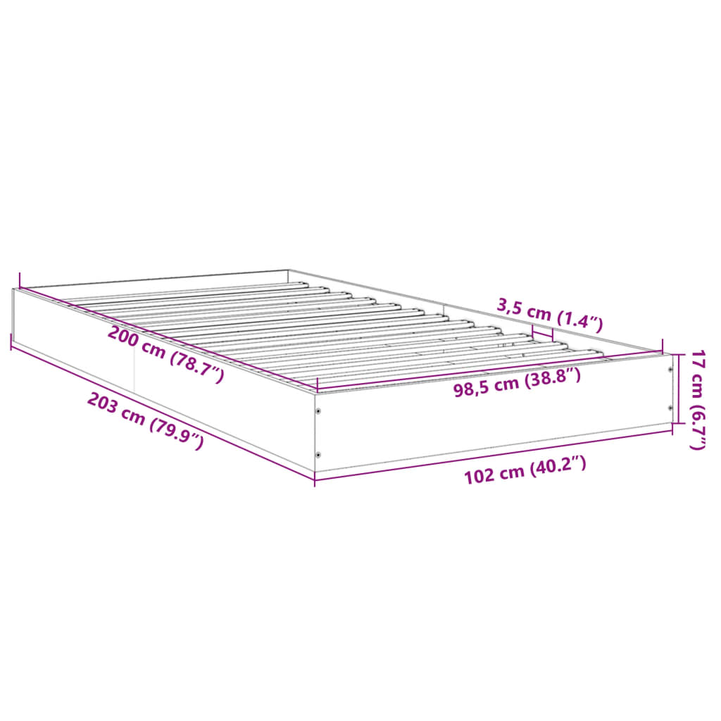 Okvir za krevet crni 100x200 cm konstruirano drvo