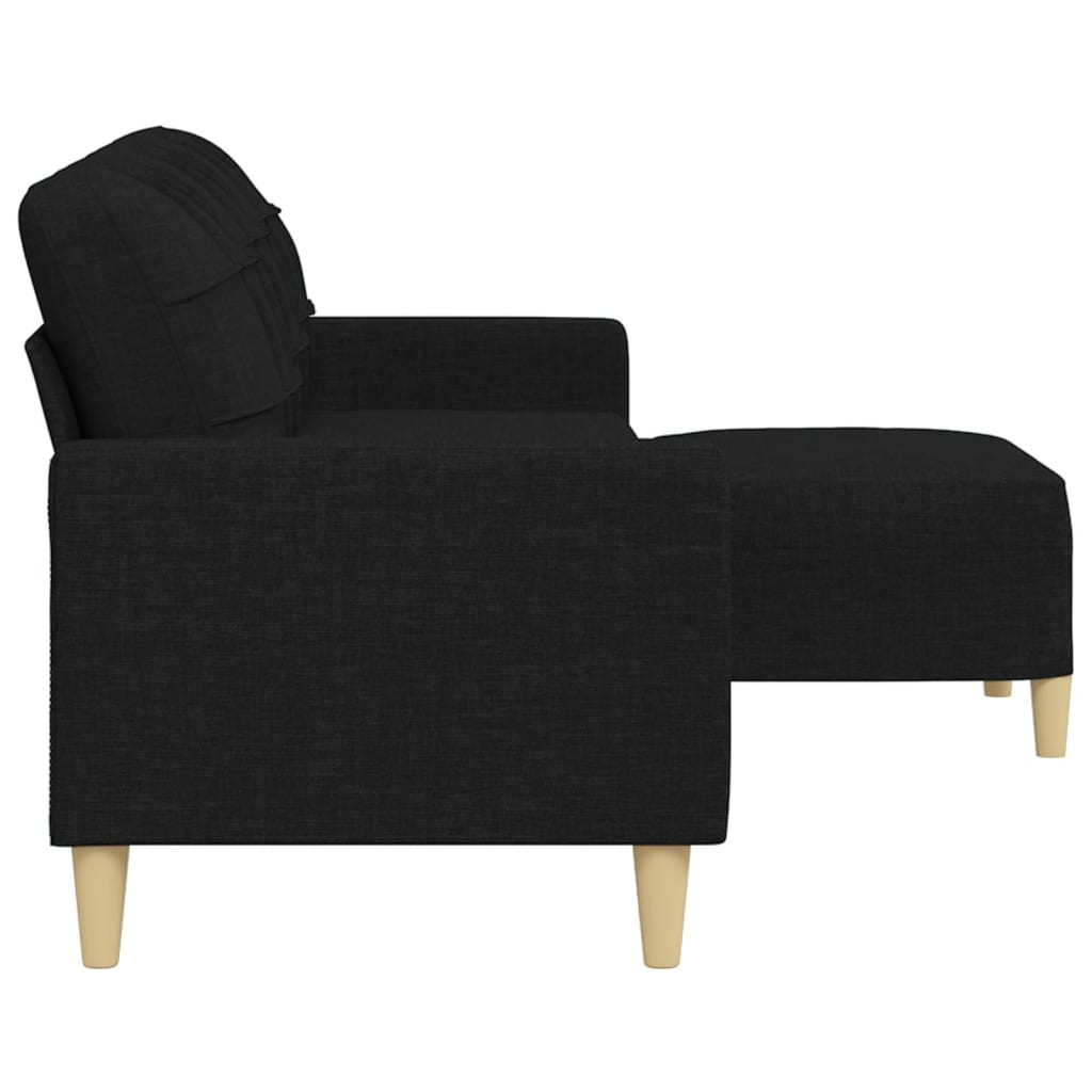 Trosjed s tabureom crni 210 cm od tkanine