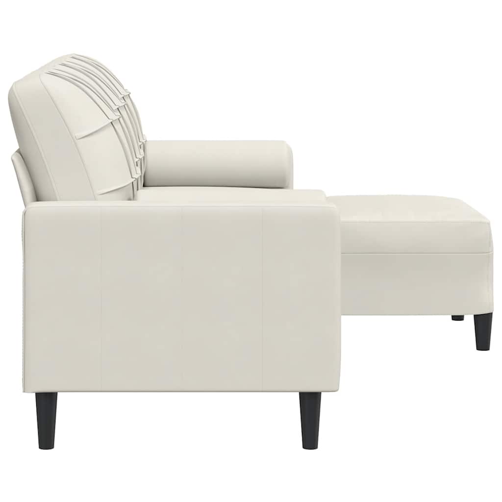 Trosjed s tabureom krem 180 cm baršunasti