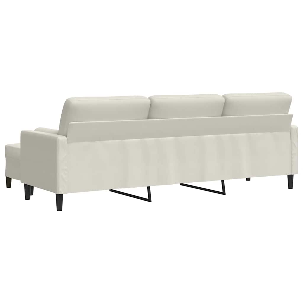 Trosjed s tabureom Krem 210 cm baršunasti