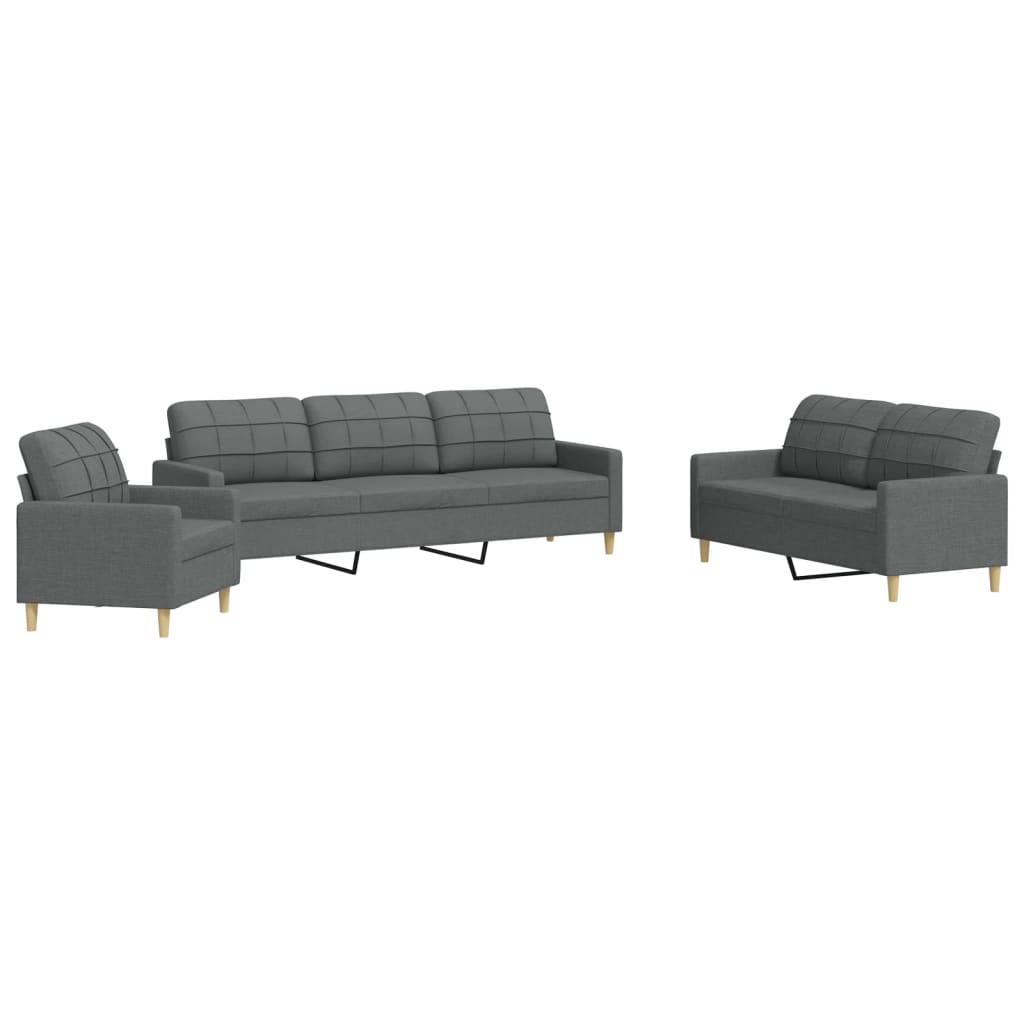 3-dijelni set sofa tamnosivi od tkanine