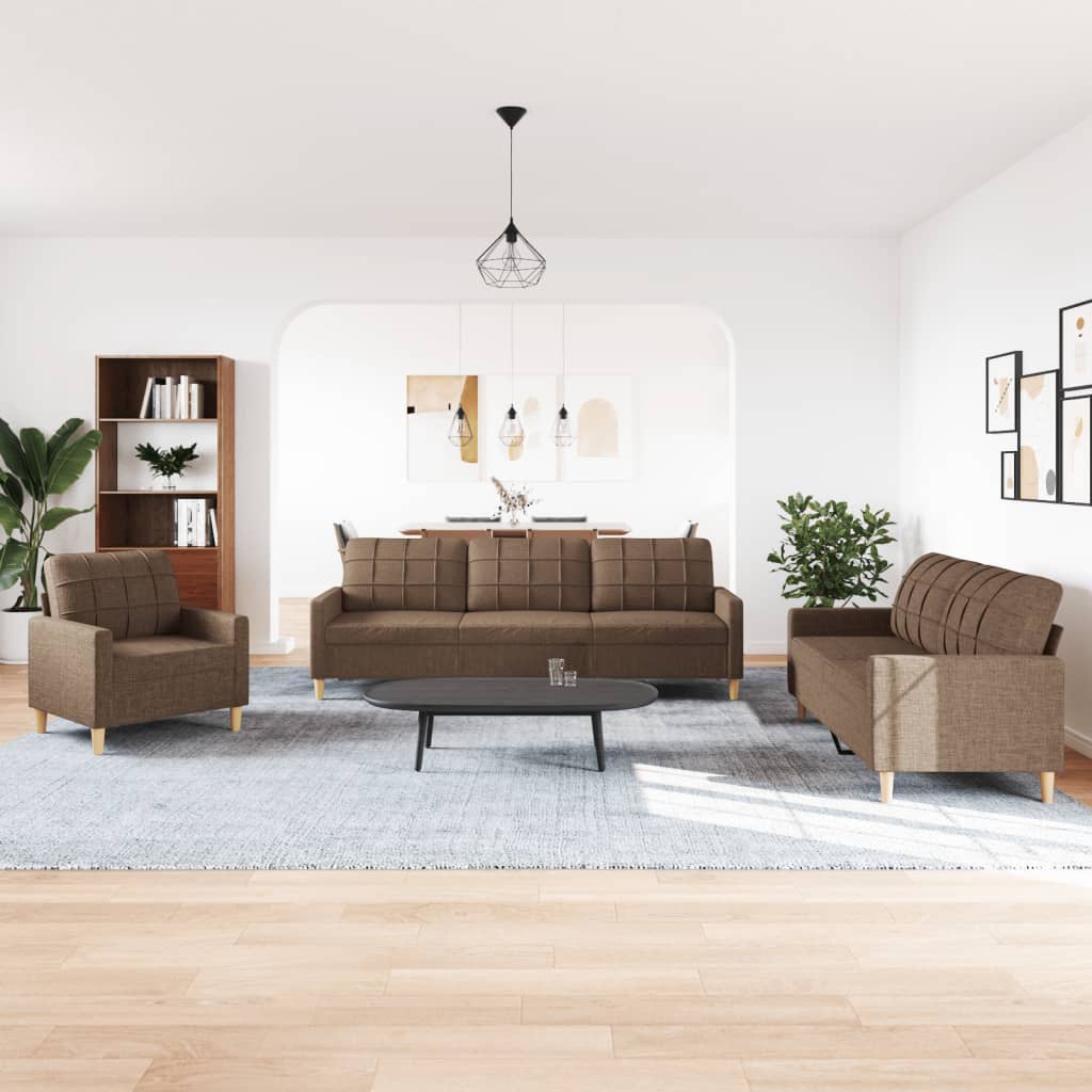 3-dijelni set sofa smeđi od tkanine